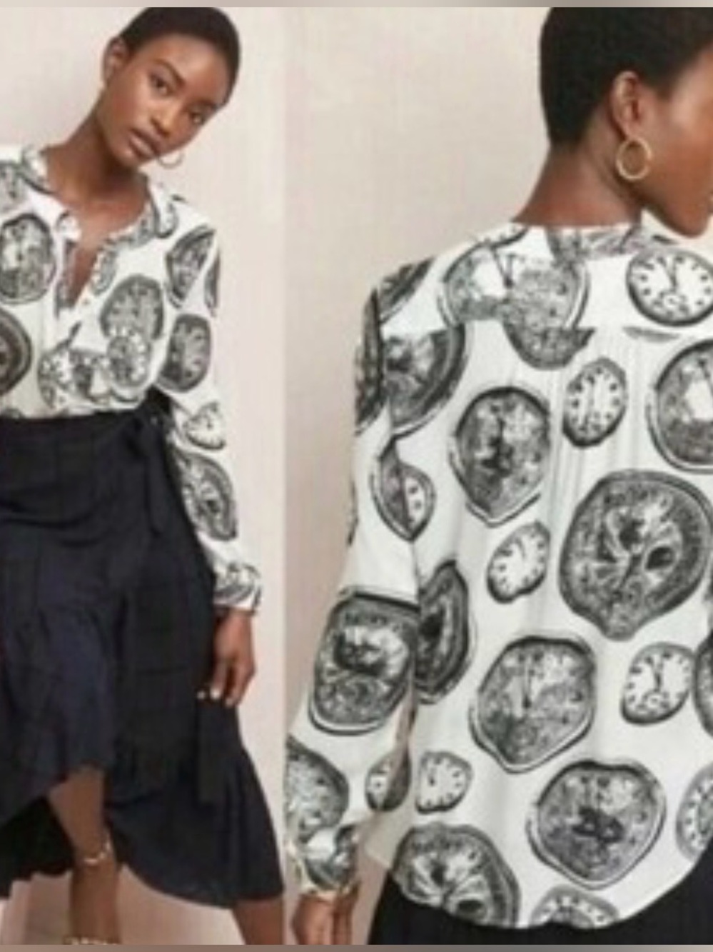 27 of 52 Conversations by Anthropologie Clockwork Graphic Top Size 10